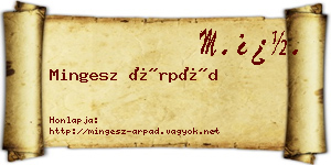 Mingesz Árpád névjegykártya